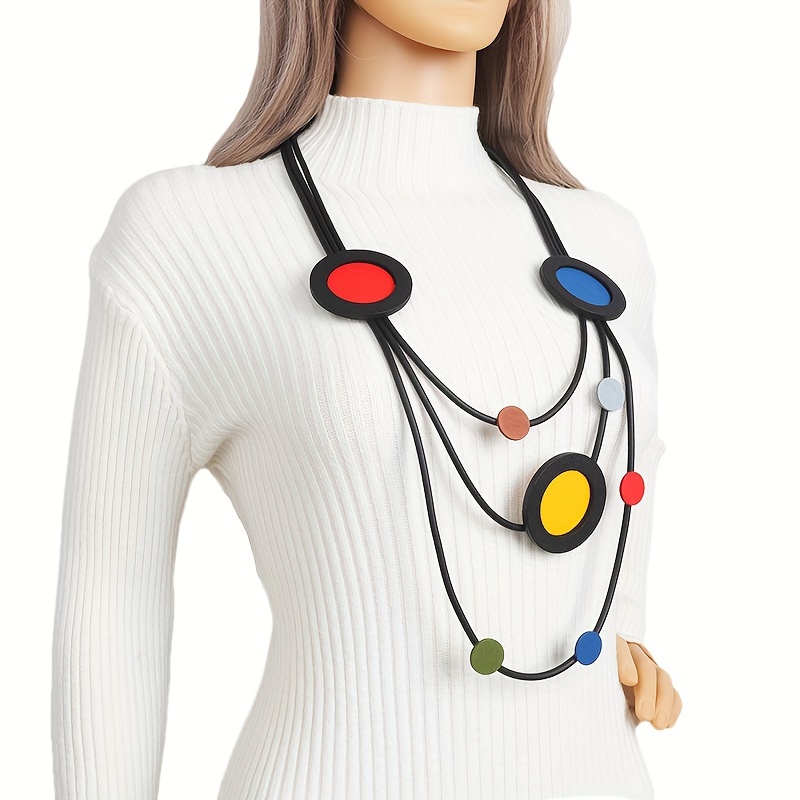 Boho Silicone Necklace for Women Bead Versatile Daily Wear